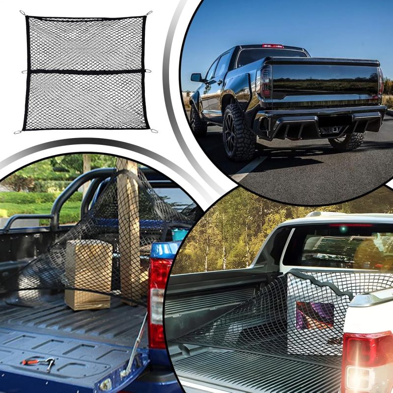 Car Roof Cargo Net - Heavy-Duty Elastic Bungee System With Quick-Connect Hooks, Adjustable Fit For Various Load Sizes, Weather-Resistant Black Cargo Net for Pickup Truck, Family Road Trips & Regular V - Image 5