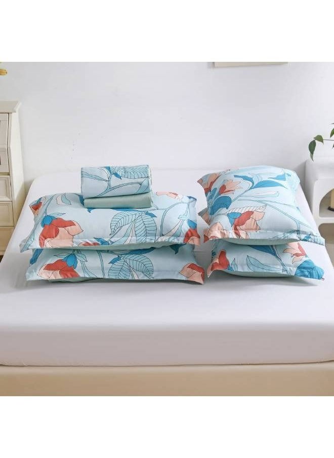 RISHAHOME 6-Piece Double Size Duvet Cover Set|1 Duvet Cover + 1 Flat Sheet + 4 Pillow Cases|Microfibre|TWILIGHT  - Image 2