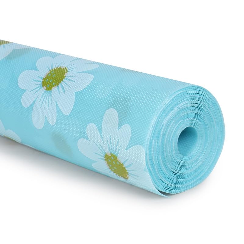 STYEVA Printed Anti-Slip Shelf Liner Mat Sheet for Drawers, Shelves, Tables, Cupboards, Fridge, Kitchen, Home, and Office - 45 CM X 5 M (Blue Sunflower) - Image 1