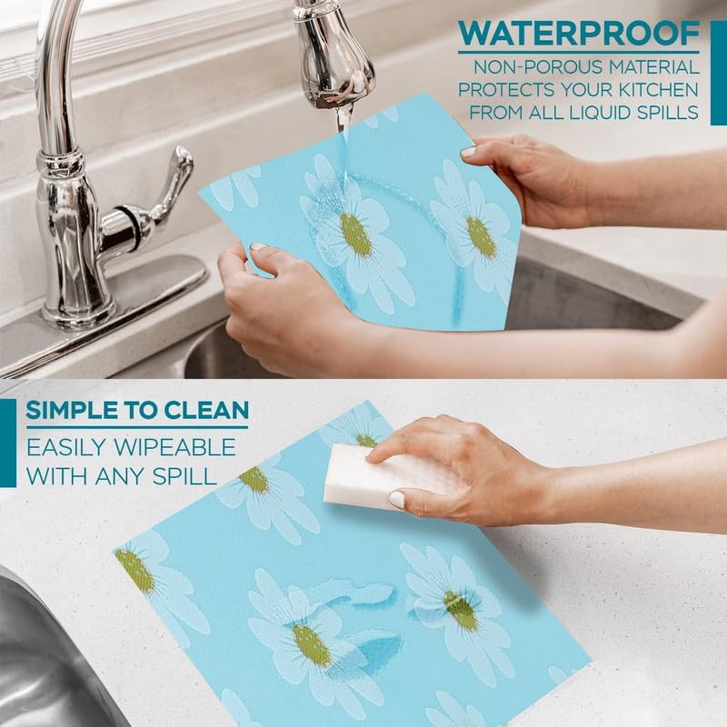 STYEVA Printed Anti-Slip Shelf Liner Mat Sheet for Drawers, Shelves, Tables, Cupboards, Fridge, Kitchen, Home, and Office - 45 CM X 5 M (Blue Sunflower) - Image 4