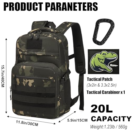 SunForMorning Kids Tactical Backpack Army Molle Bookbag Military Boys Backpack for School Outdoor Camping Includes 2 Patches1Carabiner Black CM - Image 3