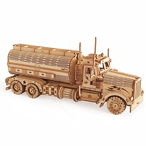 i-CHONY 3D Wooden Puzzle Wood Mechanical Tank Truck Model Kits Coin Bank Crafts Model Wooden STEM DIY Brain Teaser Puzzles 3D Puzzle for Birthday Adults Teens - Image 1