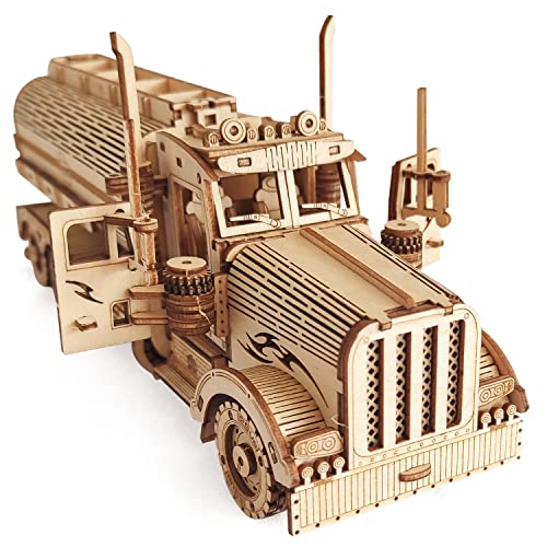 i-CHONY 3D Wooden Puzzle Wood Mechanical Tank Truck Model Kits Coin Bank Crafts Model Wooden STEM DIY Brain Teaser Puzzles 3D Puzzle for Birthday Adults Teens - Image 5