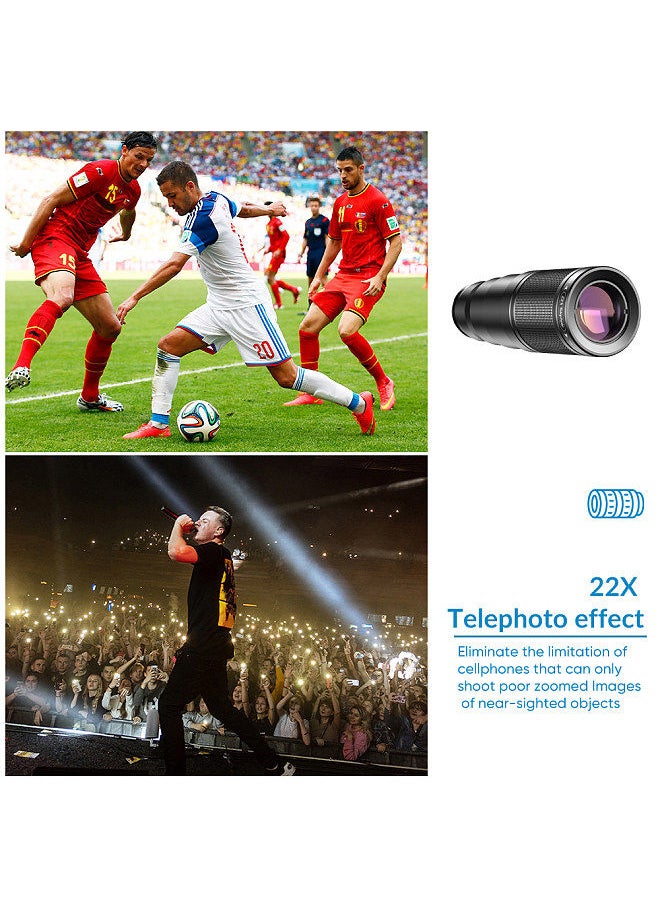 APEXEL - APEXEL 10-in-1 Phone Lens Kit with 22X Telephoto Lens 198° Fisheye Lens Kaleidoscope Lens - Image 1