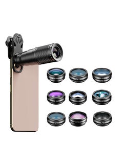 APEXEL 10-in-1 Phone Lens Kit with 22X Telephoto Lens 198° Fisheye Lens Kaleidoscope Lens