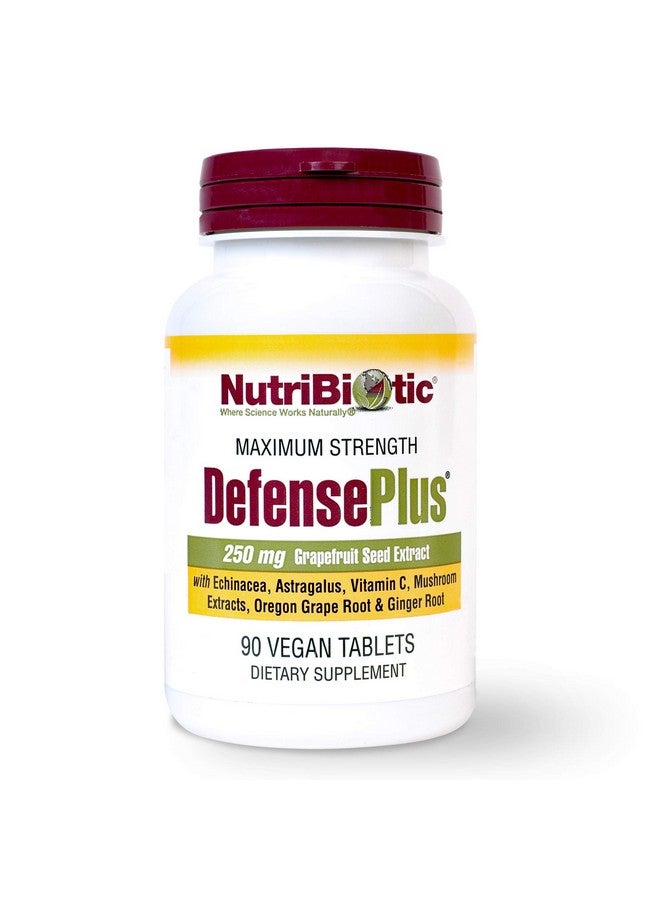 NutriBiotic - DefensePlus, 90 Tablets - 11 in 1 Immune Support with Vitamin C, Zinc, Grapefruit Seed Extract, Echinacea, Astragalus Root & Immune Boosting Extracts & Mushrooms - Vegan & Gluten Free - Image 1