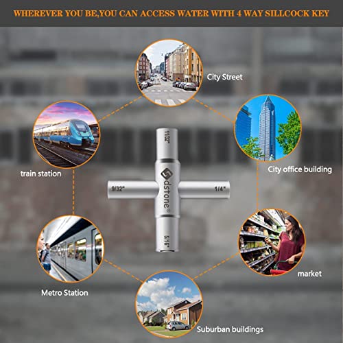 Sdstone Water Key Tool 4 Way Sillcock Key with 4 Wrench Sizes，Sillcock Water Key Fits Sillcock, Stopcock and Valves, Spigot handle replacement,2 Pack - Image 4