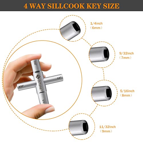 Sdstone Water Key Tool 4 Way Sillcock Key with 4 Wrench Sizes，Sillcock Water Key Fits Sillcock, Stopcock and Valves, Spigot handle replacement,2 Pack - Image 2