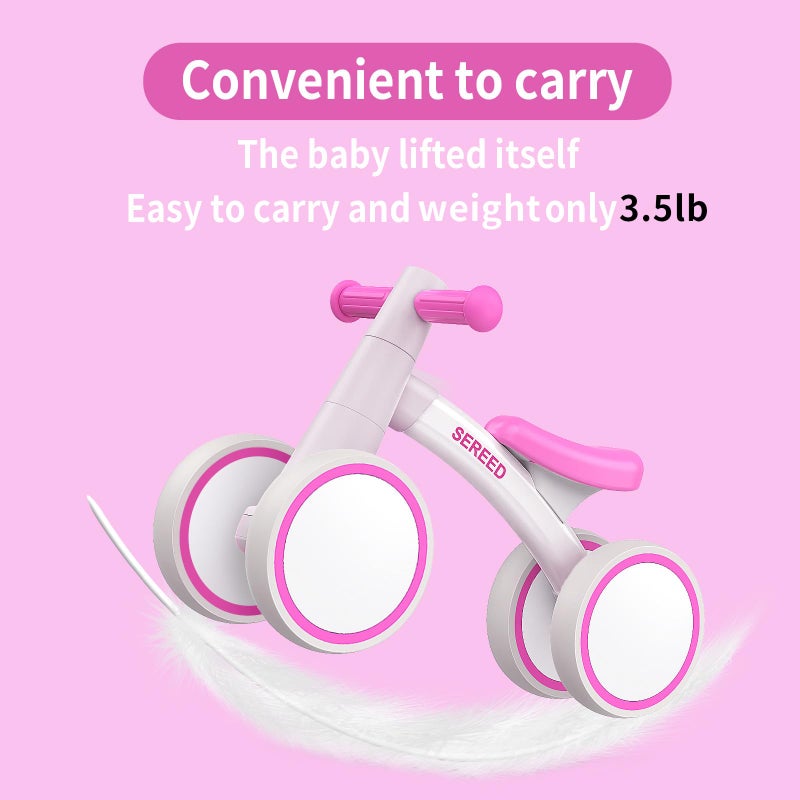 SEREED Baby Balance Bike for 1 Year Old Boys Girls 12-24 Month Toddler Balance Bike, 4 Wheels Toddler First Bike, First Birthday Gifts (Rose) - Image 4