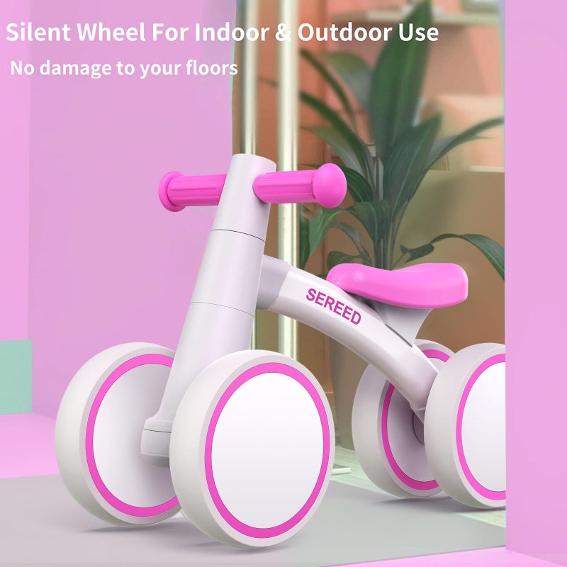 SEREED Baby Balance Bike for 1 Year Old Boys Girls 12-24 Month Toddler Balance Bike, 4 Wheels Toddler First Bike, First Birthday Gifts (Rose) - Image 5