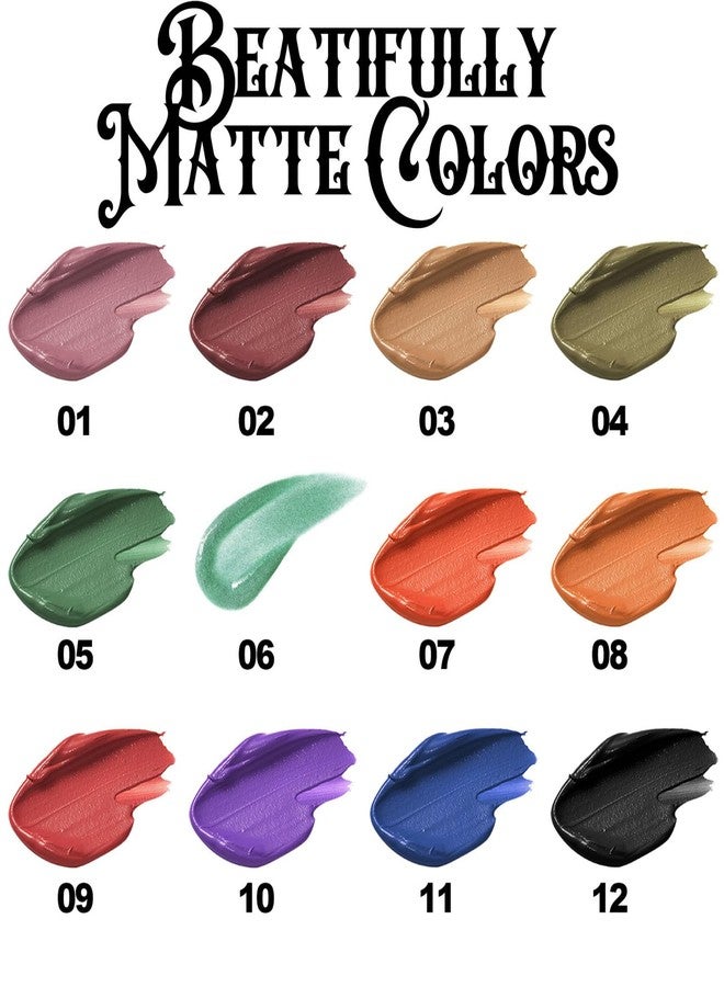 Aseawave 4Pcs Dark Red Purple Blue Black Matte Liquid Lipstick Sets,Matte Lipstick Lip Stain Long Lasting 24 Waterproof Lip Gloss Gift Set Matt Liquid Makeup Lipstick for Women Halloween Party Cosplay(Set C) - Image 2