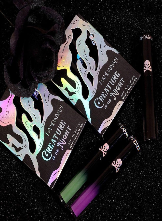 Aseawave 4Pcs Dark Red Purple Blue Black Matte Liquid Lipstick Sets,Matte Lipstick Lip Stain Long Lasting 24 Waterproof Lip Gloss Gift Set Matt Liquid Makeup Lipstick for Women Halloween Party Cosplay(Set C) - Image 5