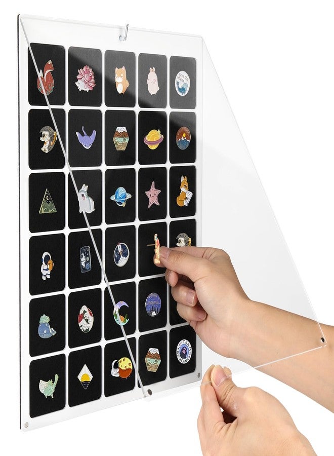 Lnrueg Clear Acrylic Pin Display Case, 30 Grids Pin Collection Display Organizer, Dust-Free Desktop and Wall Pin Holder Display Board for Enamel Pin, Jewelry Pins, 11x14 Inch - Image 1