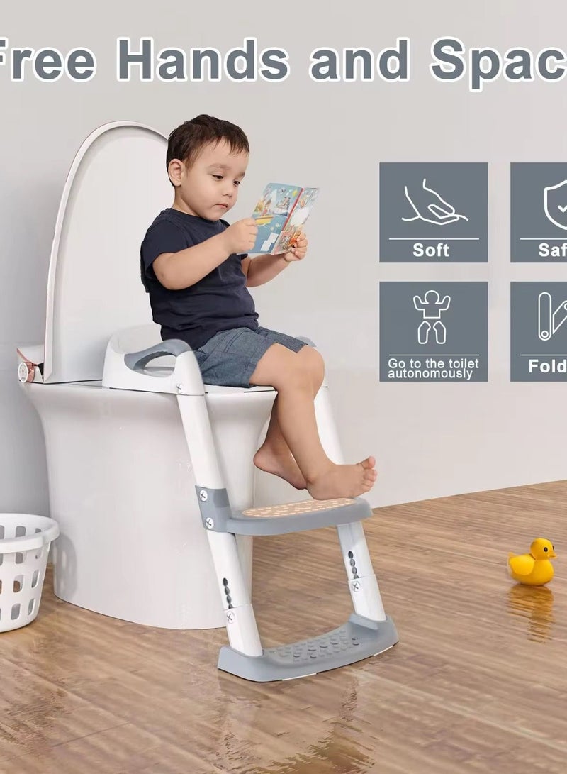 umbrella Adjustable Small Baby Toilet with Soft Anti-Cold Seat, Safe Handles and Wide Non-Slip Steps -  - Image 2