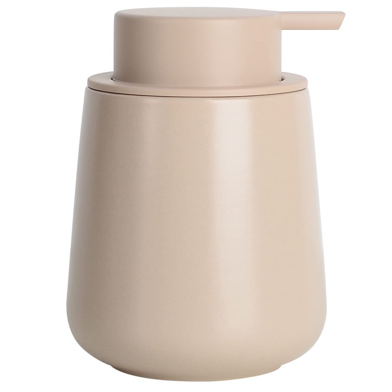 BosilunLife Hand Soap Dispenser - Ceramic Dish Soap Dispenser for Bathroom 12ounce Refillable Liquid Hand Wash Dispenser for Essential Oil, Lotion Soap, Khaki - Image 1