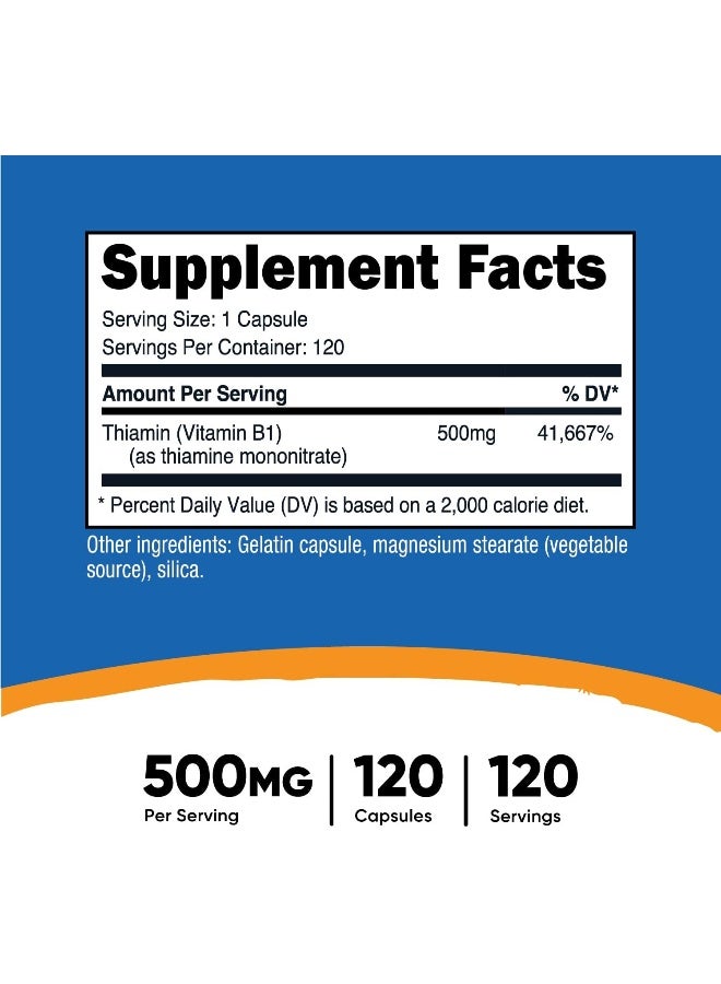 Nutricost Vitamin B1 - Thiamine 500mg, 120 Capsules - Image 2