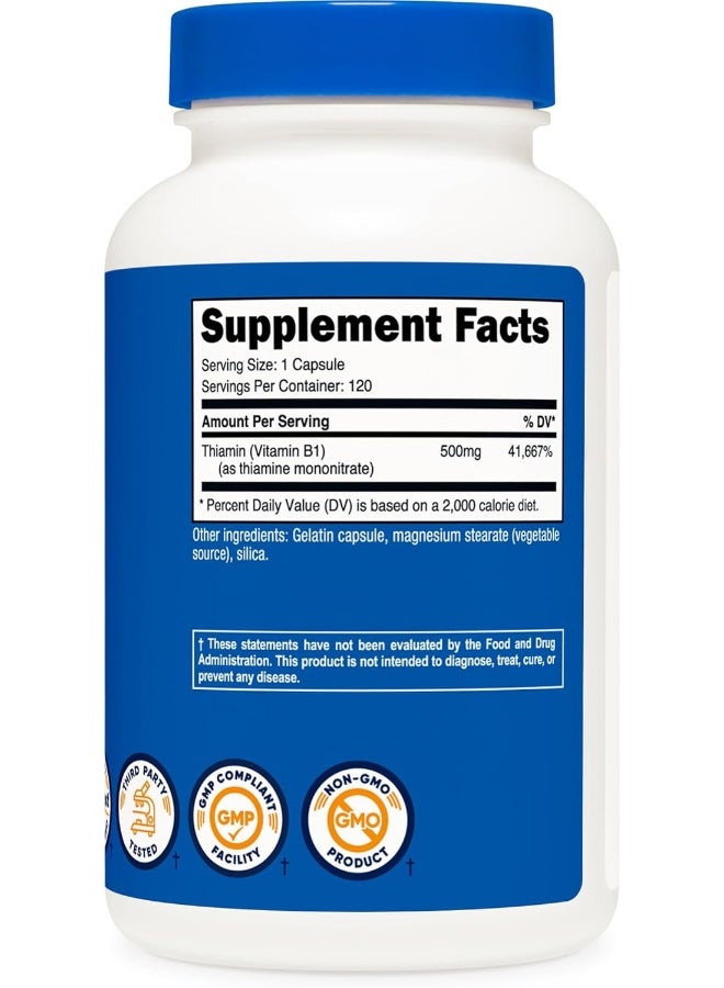 Nutricost Vitamin B1 - Thiamine 500mg, 120 Capsules - Image 4