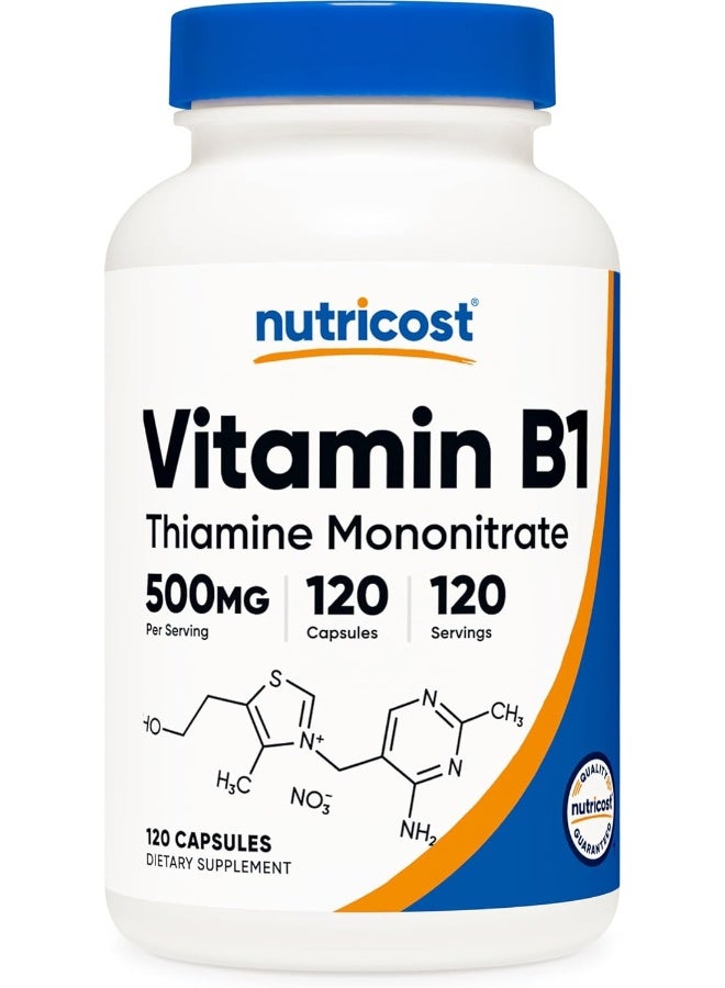 Nutricost Vitamin B1 - Thiamine 500mg, 120 Capsules - Image 1