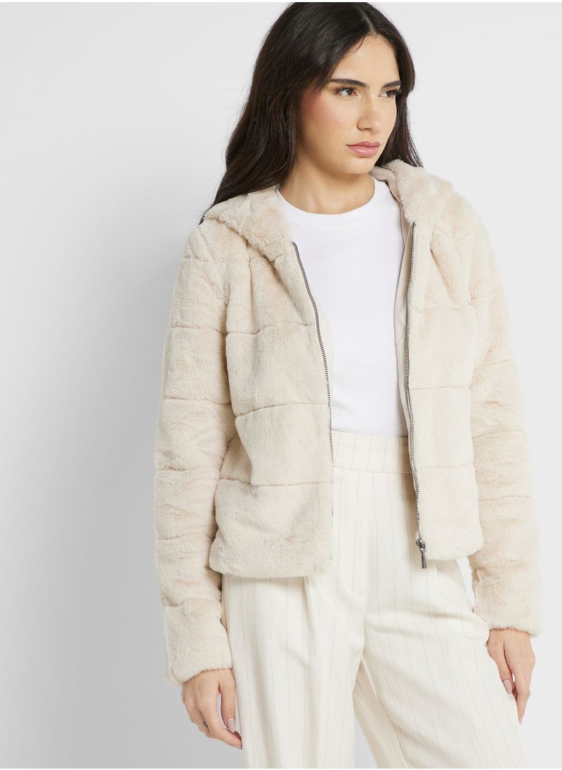 ONLY - Fur Hooded Jacket - Image 1