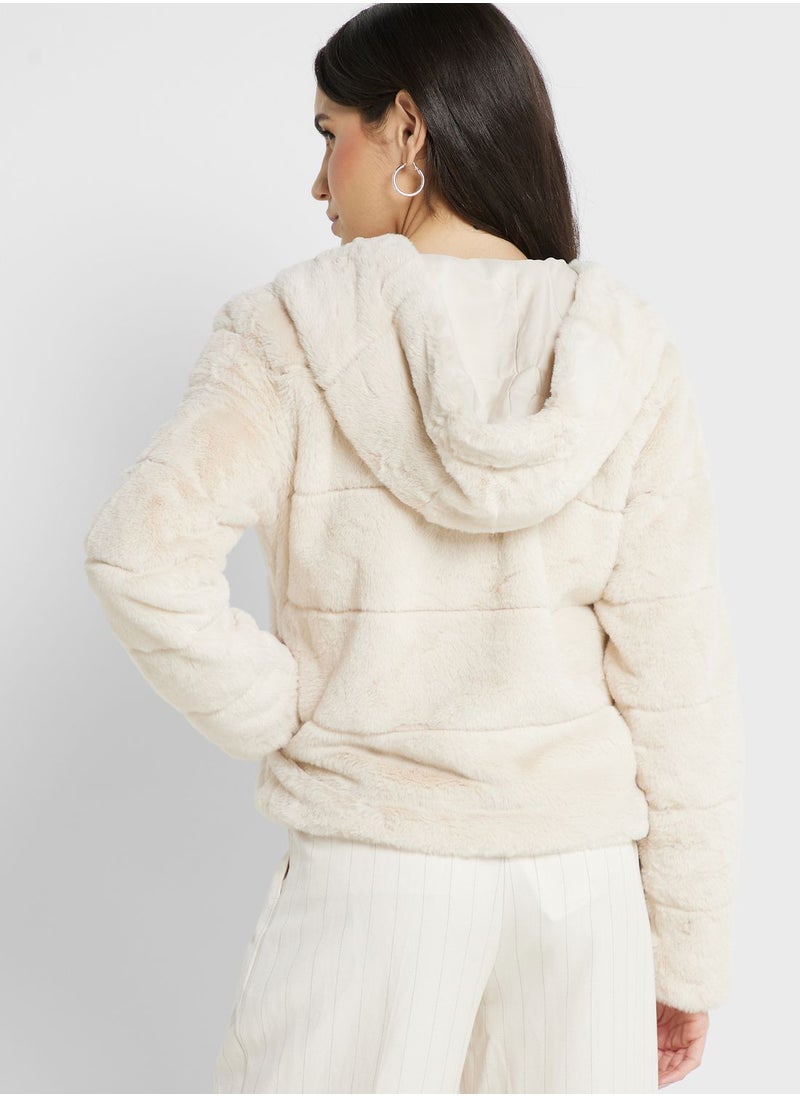 ONLY - Fur Hooded Jacket - Image 1
