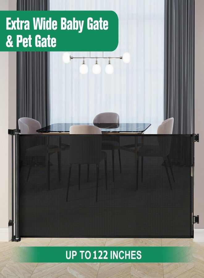 KISKIZ Mom's Choice Awards Winner - 122 Inch Extra Wide Baby Gate for Large Openings Retractable Baby Gates for Doorways Extra Long Dog Gate Pet Gates for Dogs Indoor Outdoor Retractable Dog Gate for Stairs - Image 3