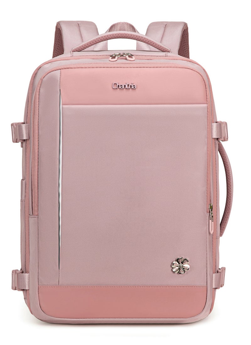 Chantria Expandable Premium Travel Backpack Water Resistant Multifunctional Backpack with Built in USB port and Headphone Jack for Women, CB00606- Light Pink  - Image 2