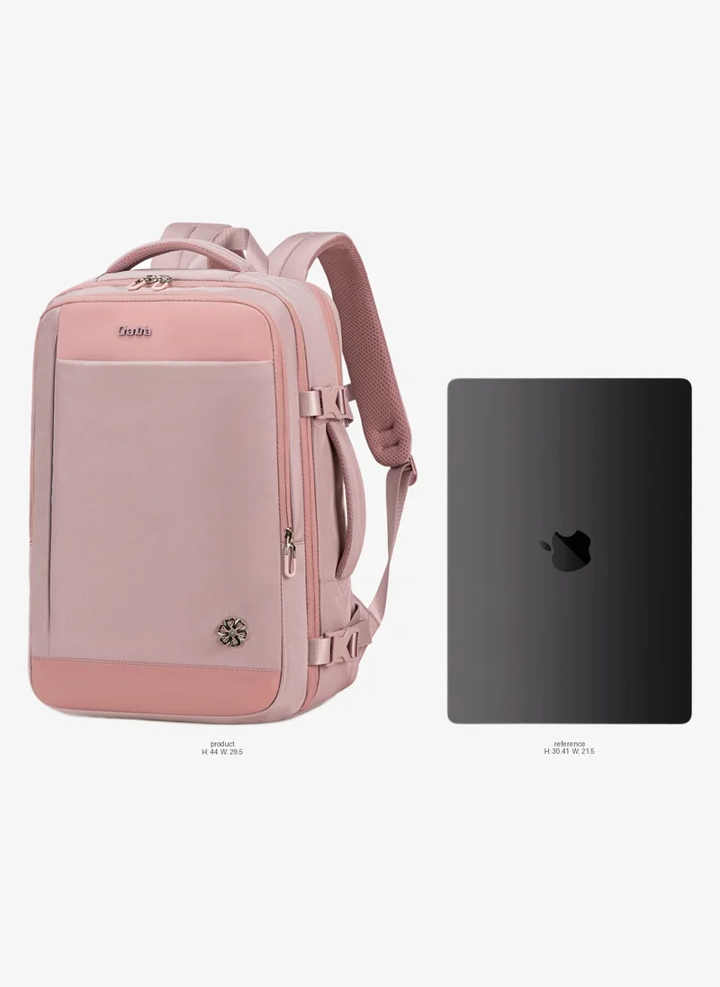 Chantria Expandable Premium Travel Backpack Water Resistant Multifunctional Backpack with Built in USB port and Headphone Jack for Women, CB00606- Light Pink