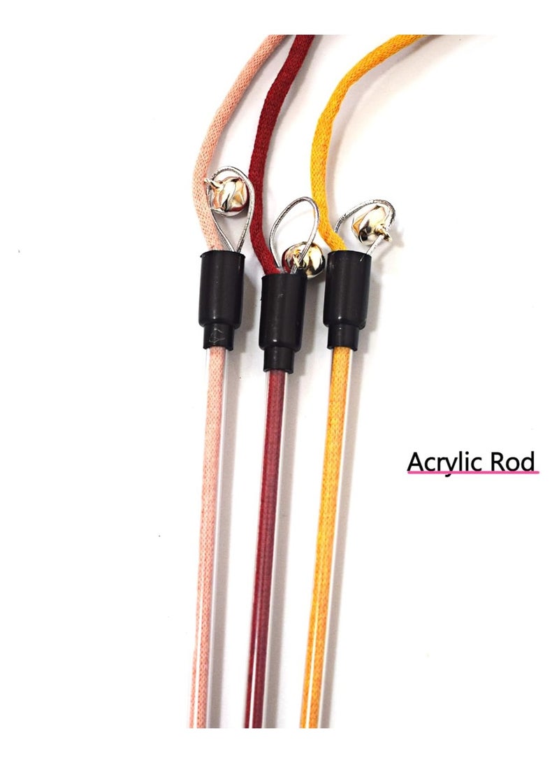 SYOSI 3 PCS Interactive Cat Wand Toys Colorful Rope Cat Toys Interactive Cat Teaser Wand String with Feather Tail and Bell Cat String Toys for for Indoor Cats Kitten - Image 5