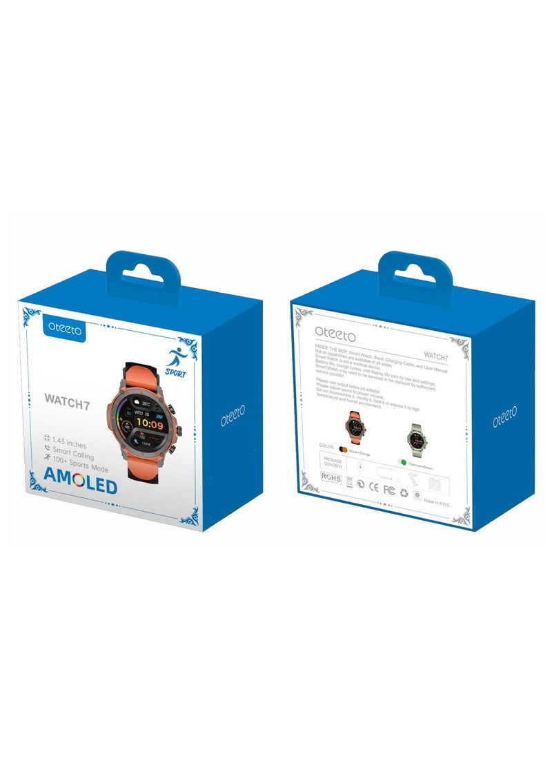 Oteeto - Oteeto Watch 7 Sports Smart Watch 1.43 Inch AMOLED Display With Smart Calling and Multiple Sports Modes Designed for Men - Image 1