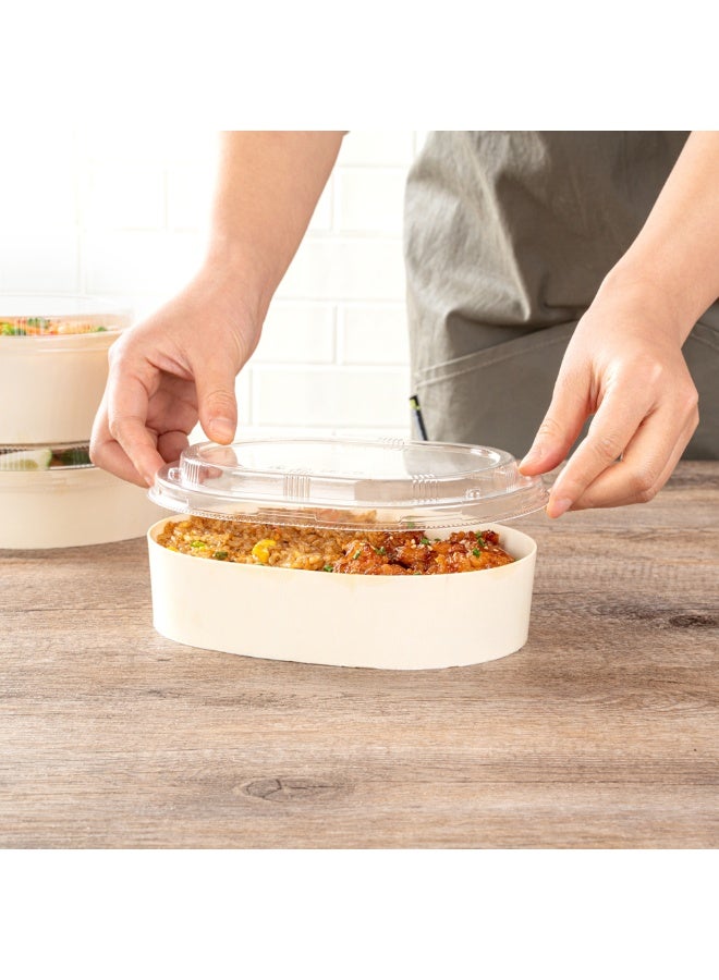 Restaurantware LIDS ONLY: Taipei 7.8 x 6 x 0.8 Inch Oval Transparent Lids, 100 Plastic Lids For 38 Ounce Oval Wooden Containers - Containers Sold Separately, Clear Plastic To Go Box Lids  - Image 5