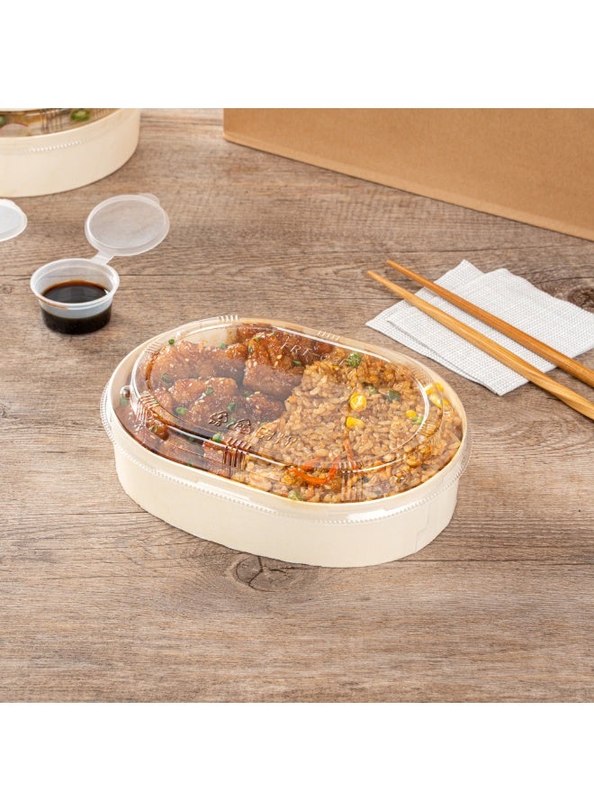 Restaurantware LIDS ONLY: Taipei 7.8 x 6 x 0.8 Inch Oval Transparent Lids, 100 Plastic Lids For 38 Ounce Oval Wooden Containers - Containers Sold Separately, Clear Plastic To Go Box Lids  - Image 3