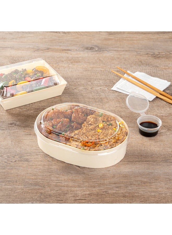 Restaurantware LIDS ONLY: Taipei 7.8 x 6 x 0.8 Inch Oval Transparent Lids, 100 Plastic Lids For 38 Ounce Oval Wooden Containers - Containers Sold Separately, Clear Plastic To Go Box Lids  - Image 4