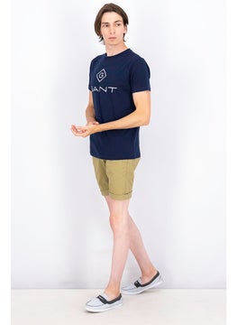 GANT Men Crew Neck Short Sleeve Brand Logo T-shirt, Navy  - Image 2