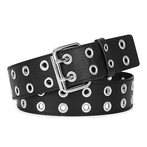 Zacharias G3E Women's Faux Leather Belt (dh-02_Double Hole Black) - Image 1