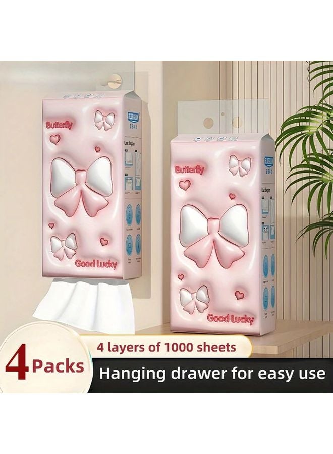 4 عبوات 4000 ورقة ورق تواليت معلق مناشف وجه سميكة مثبتة على الحائط للمنزل - Image 2