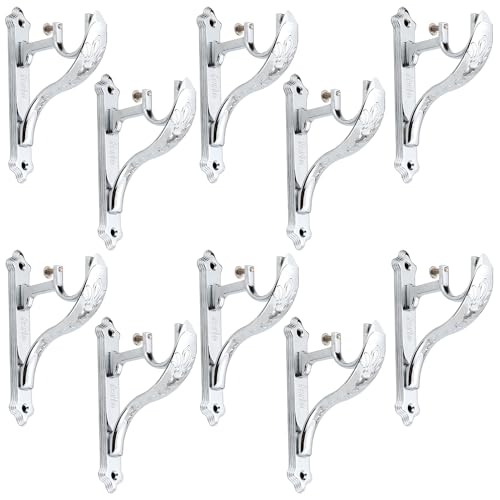 FERIO Curtain Rod Holder for Window Accessories Heavy Duty Curtain Holder Chrome Finish Jaguar Curtain Brackets for 1 Inch Curtain Pipe (Pack of 10, Zinc) - Image 1