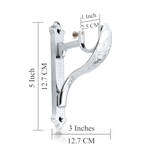 FERIO Curtain Rod Holder for Window Accessories Heavy Duty Curtain Holder Chrome Finish Jaguar Curtain Brackets for 1 Inch Curtain Pipe (Pack of 10, Zinc) - Image 2
