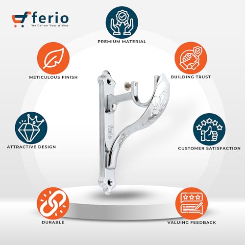 FERIO Curtain Rod Holder for Window Accessories Heavy Duty Curtain Holder Chrome Finish Jaguar Curtain Brackets for 1 Inch Curtain Pipe (Pack of 10, Zinc) - Image 4