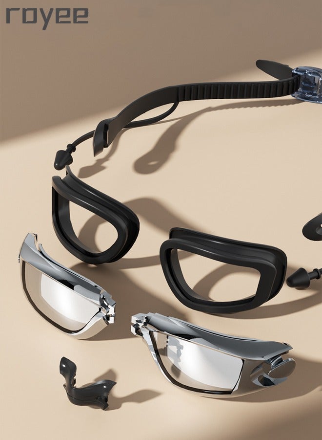 Royee 4Pcs Adult Anti Fog Goggles+Silicone Swim Cap Set Fit for Man and woman - Image 2