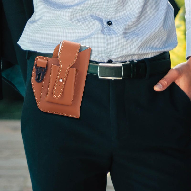 Mens PU Leather Waist Pouch Phone Bag Key Holder for Running Hiking Travel Outdoor - Image 5