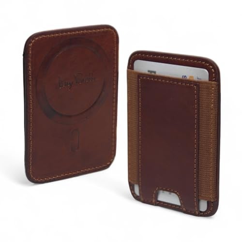 Tony Perotti MagSafe Card Holder Italian Leather Magnetic Card Holder for iPhone 1216 Bullhide Wallet Holds 6 Cards Rounded Edges Slim MagSafe Wallet for Apple iPhone - Image 1