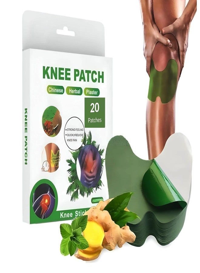Hanuco Knee Pain Relief Patches ( Pack of 20 for Instant Relief, Natural Pain, Herbal Patches, Quick Relief, Pain Relief Stickers for Joints & Muscles, Knee, Back, Neck, Shoulder Pain. - Image 1