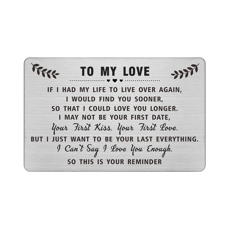 DEGASKEN Valentines Day Gifts for Men Him, To My Love Wallet Card, I Love You Gifts for Him Her, I Cant Say I Love You Enough So This Is Your Reminder, Anniverary Gifts for Men Husband - Image 1