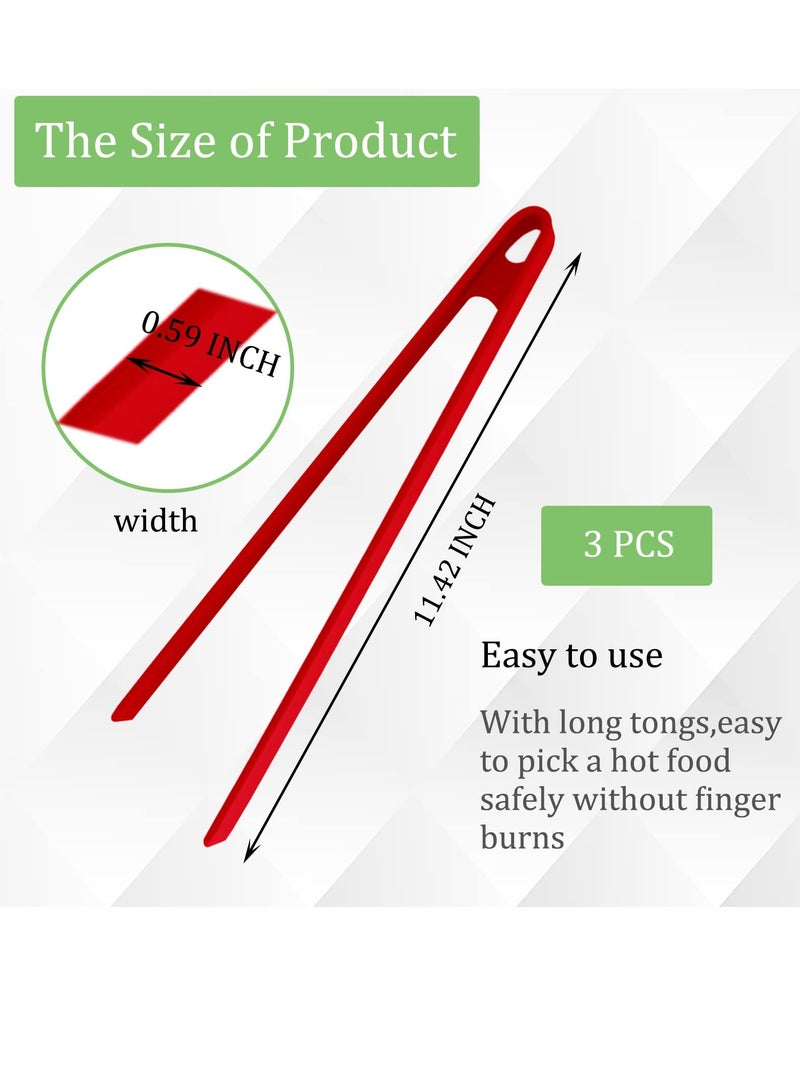 Kitchen Cooking Tongs Clips, Silicone Heat Resistant Non-Slip Nonstick Food Tripod Tongs, 11.4" Clips for BBQ Steak Salad Toaster 3 Pcs