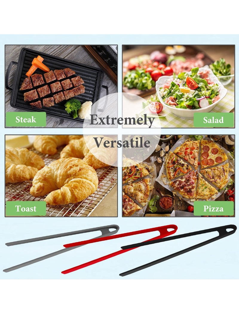 Kitchen Cooking Tongs Clips, Silicone Heat Resistant Non-Slip Nonstick Food Tripod Tongs, 11.4" Clips for BBQ Steak Salad Toaster 3 Pcs