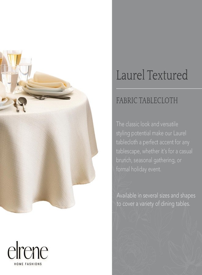 Elrene Home Fashions Laurel Solid Texture Water and Stain Resistant Tablecloth, 90" Round, Ivory - Image 2