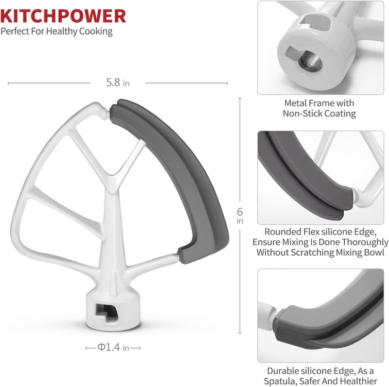 KITCHPOWER 4.5-5 Quart Flex Edge Beater for KitchenAid Tilt-Head Stand Mixers White - Image 2