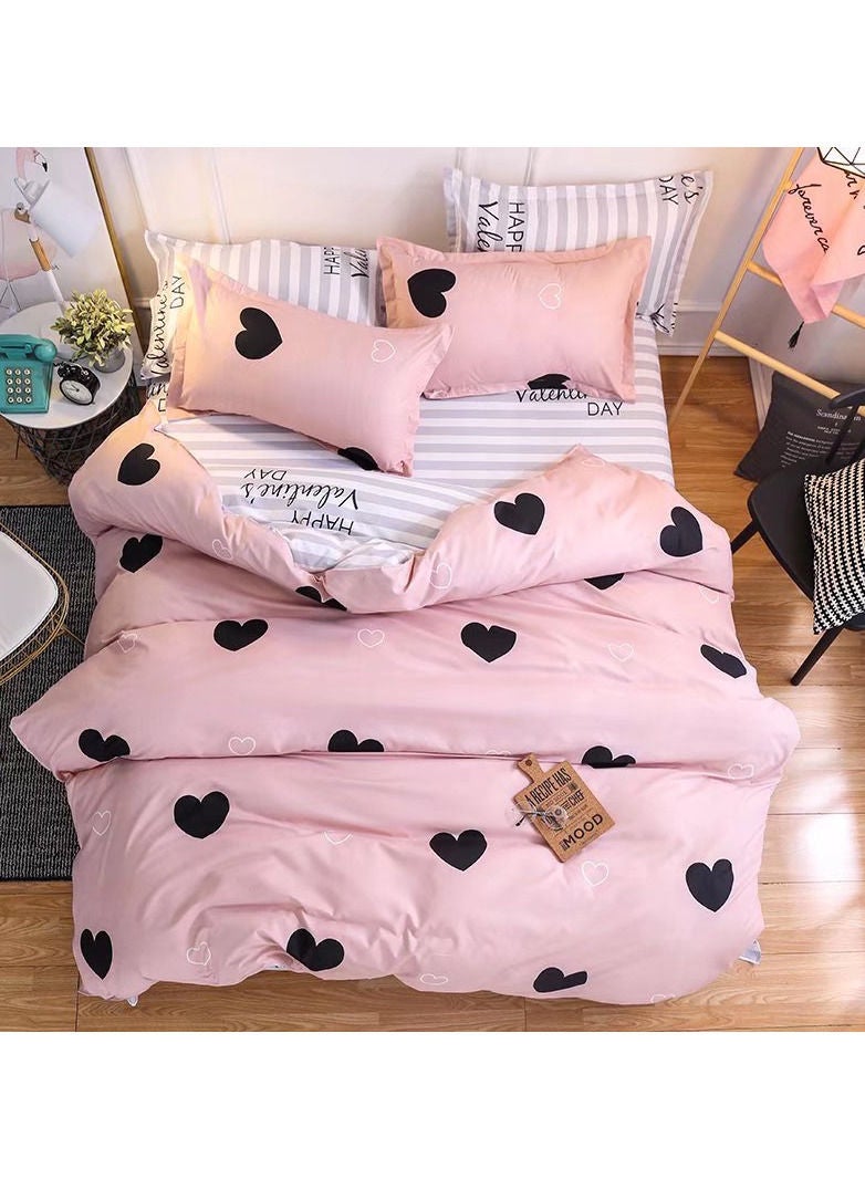 6 Piece Lightweight Super Soft Easy Care Queen Size Duvet Cove set, 1pcs Duvet Cover 180x230cm, 1pcs Fitted Bedsheet 160x200+30cm, 4pcs Pillowcase 50x75cm