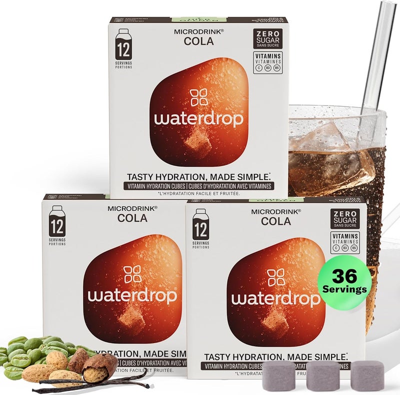 Waterdrop Microdrink Hydration Cubes with Vitamin C, B Vitamins & Electrolytes - Cola Flavor, 36 Count - Image 1