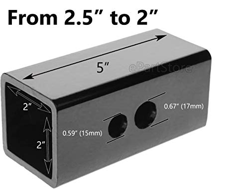 LFPartS 2.5 Inches to 2 Inches Metal Trailer Receiver Hitch Adapter Sleeve, Black - Image 2